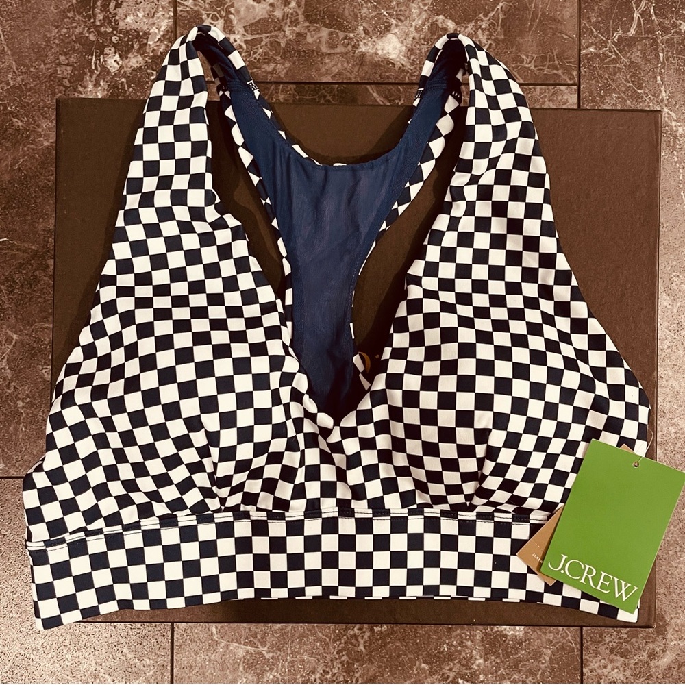 J. Crew Women's Checkered Bra - Navy and White-Brand New with a tag